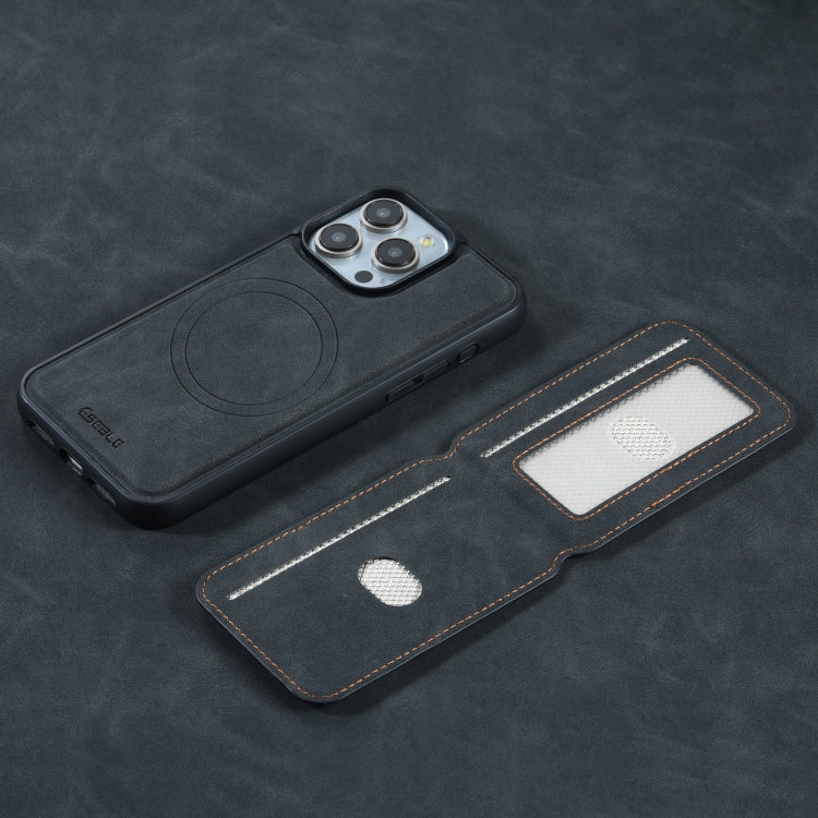 For iPhone 16 Pro ESEBLE E2 Retro Texture Card Slots MagSafe RFID Leather Case(Black) by ESEBLE