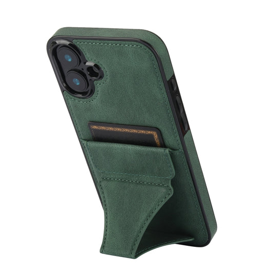 For iPhone 16 Ultra-thin Shockproof Phone Protective Case with Holder(Green) by buy2fix