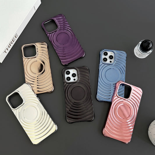 For iPhone 16 Plus Electroplating Wave MagSafe Phone Case(Black) by buy2fix