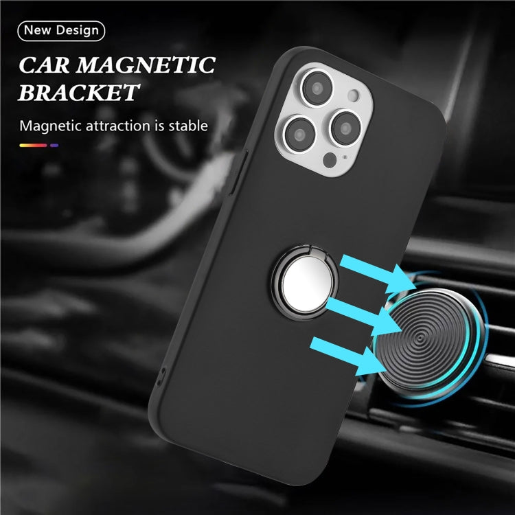 For iPhone 16 Pro Matte Ring Holder TPU Phone Case(Black) by buy2fix