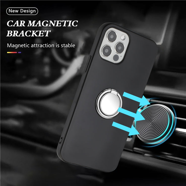 For iPhone 16 Plus Matte Ring Holder TPU Phone Case(Silver) by buy2fix
