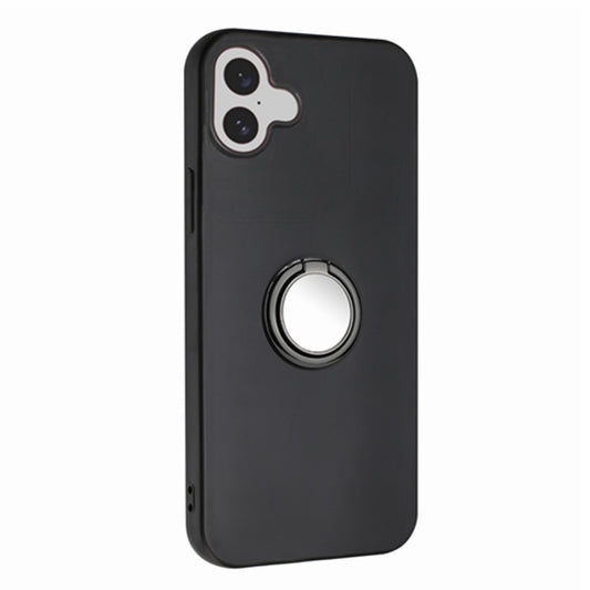 For iPhone 16 Matte Ring Holder TPU Phone Case(Black) by buy2fix