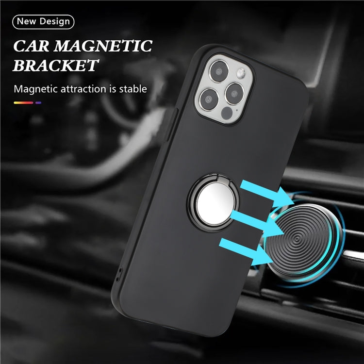 For iPhone 16 Matte Ring Holder TPU Phone Case(Black) by buy2fix