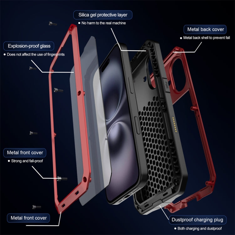 For iPhone 16 Shockproof IP54 Life Waterproof Phone Case(Red) by buy2fix