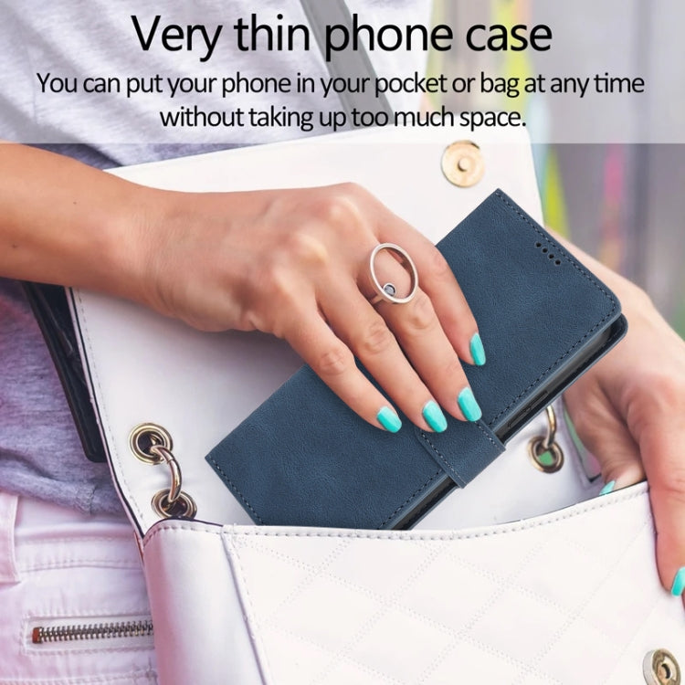 For iPhone 16 Fantasy Skin-feel Calfskin Texture Leather Phone Case(Blue) by buy2fix