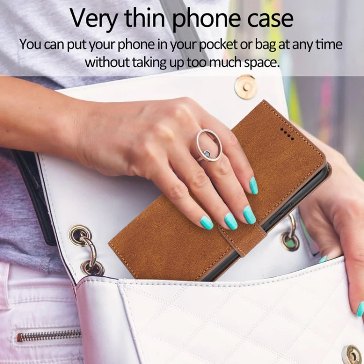 For iPhone 16 Fantasy Skin-feel Calfskin Texture Leather Phone Case(Brown) by buy2fix