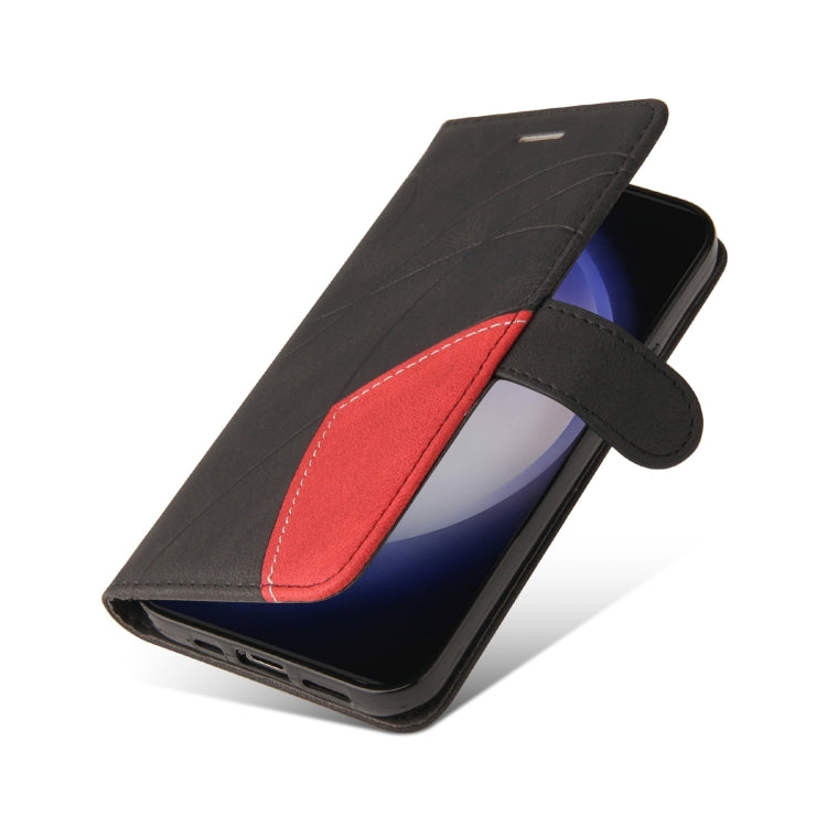 For Samsung Galaxy S25 / S24 5G Dual-color Splicing Flip Leather Phone Case(Black) by buy2fix
