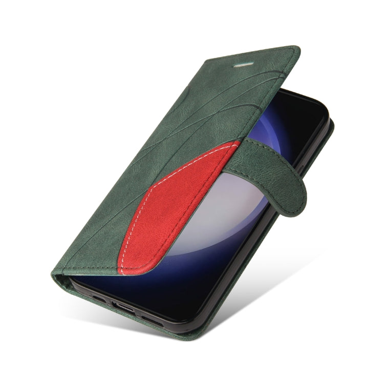 For Samsung Galaxy S25 / S24 5G Dual-color Splicing Flip Leather Phone Case(Green) by buy2fix