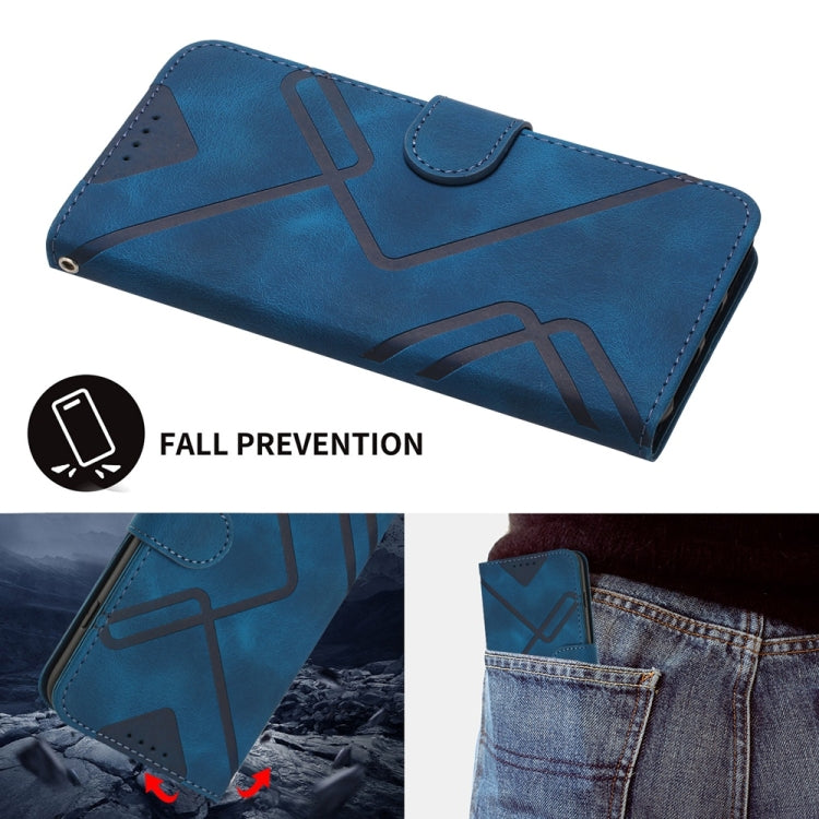 For Samsung Galaxy S25 5G Line Pattern Skin Feel Leather Phone Case(Royal Blue) by buy2fix