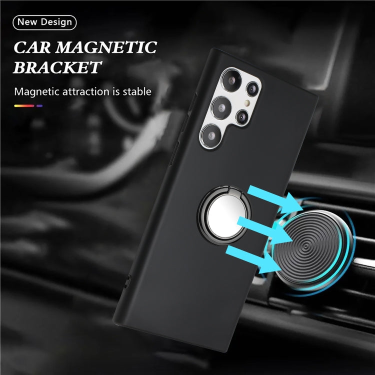 For Samsung Galaxy S25 Ultra 5G Matte Ring Holder TPU Phone Case(Black) by buy2fix
