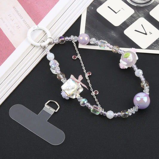 Mobile Phone Anti-lost Flower Block Bead Chain Short Lanyard(Pink) - Lanyards & Wrist Straps by buy2fix | Online Shopping UK | buy2fix