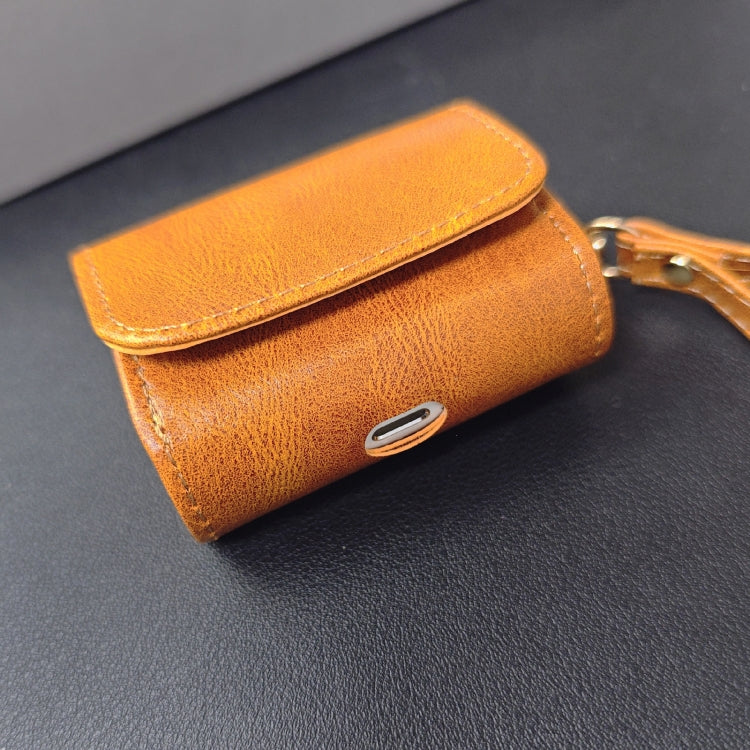 For AirPods Pro Cowhide Texture PU Headset Shockproof Case(Coffee) by buy2fix