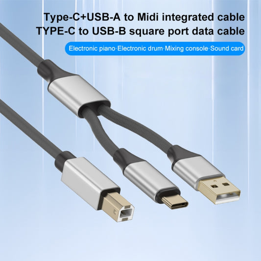 2 in 1 Type-C and USB-A to USB-B MIDI Instruments Printer Cable, Length: 1m, Length:1m(Red) by buy2fix