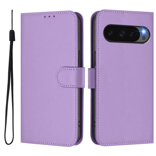 For Google Pixel 10 / 10 Pro Skin Feel Solid Color Leather Phone Case with Lanyard(Lavender Purple) - Google Cases by buy2fix | Online Shopping UK | buy2fix