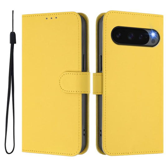 For Google Pixel 10 / 10 Pro Skin Feel Solid Color Leather Phone Case with Lanyard(Lemon Yellow) - Google Cases by buy2fix | Online Shopping UK | buy2fix