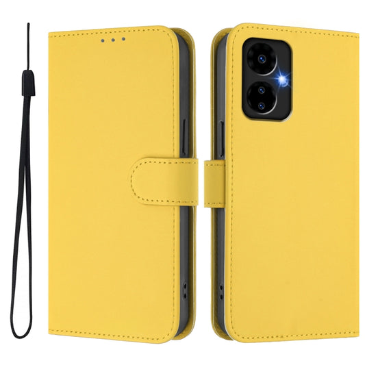 For Boost MobIle Celero 5G 2024 / 3 5G Skin Feel Solid Color Leather Phone Case with Lanyard(Lemon Yellow) by buy2fix
