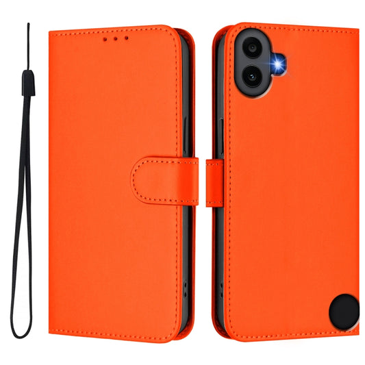 For Nothing CMF Phone 1 Skin Feel Solid Color Leather Phone Case with Lanyard(Orange) - Nothing Cases by buy2fix | Online Shopping UK | buy2fix