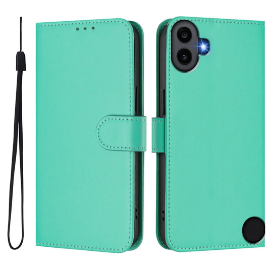 For Nothing CMF Phone 1 Skin Feel Solid Color Leather Phone Case with Lanyard(Green) - More Brand by buy2fix | Online Shopping UK | buy2fix