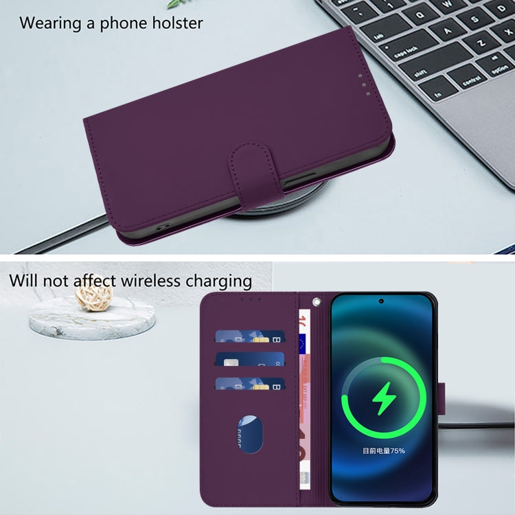 For Sony Xperia 1 VI 2024 Skin Feel Solid Color Leather Phone Case with Lanyard(Violet) by buy2fix