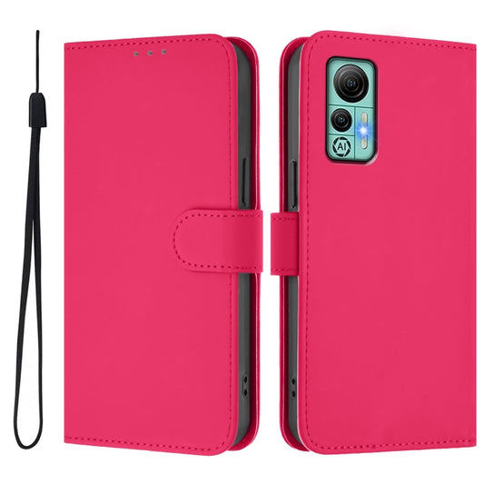 For Ulefone Note 14 Skin Feel Solid Color Leather Phone Case with Lanyard(Rose Red) by buy2fix