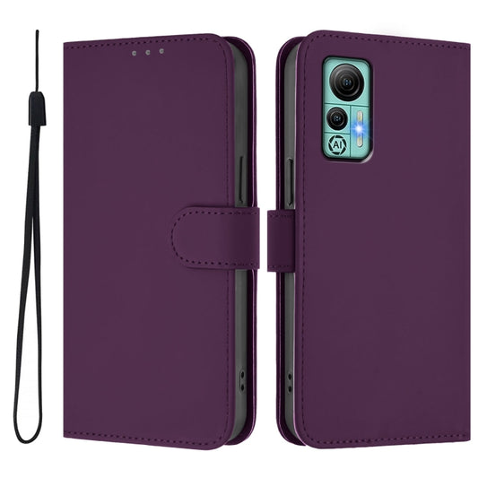 For Ulefone Note 14 Skin Feel Solid Color Leather Phone Case with Lanyard(Violet) by buy2fix