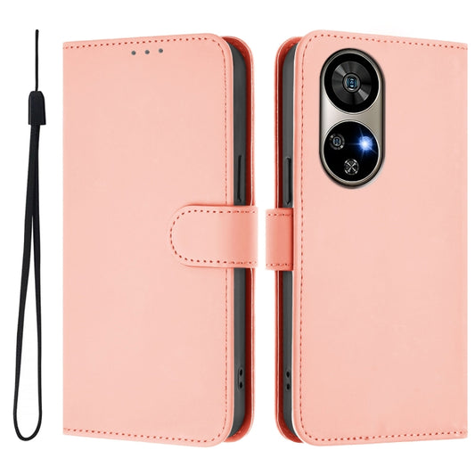 For Ulefone Note 17 Pro Skin Feel Solid Color Leather Phone Case with Lanyard(Pink) by buy2fix