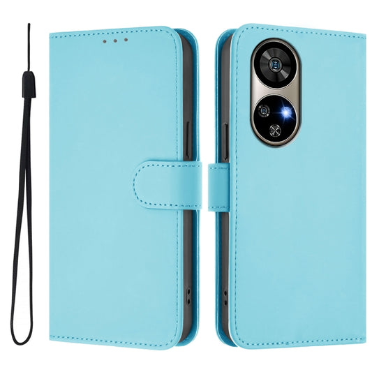 For Ulefone Note 17 Pro Skin Feel Solid Color Leather Phone Case with Lanyard(Sky Blue) by buy2fix