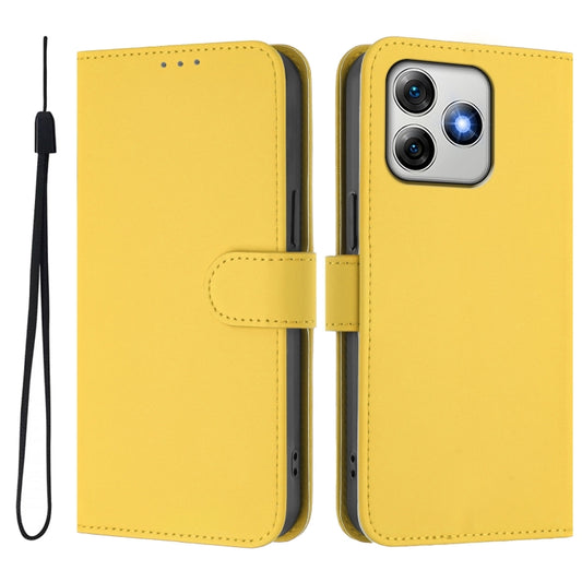 For Ulefone Note 18 Ultra Skin Feel Solid Color Leather Phone Case with Lanyard(Lemon Yellow) by buy2fix