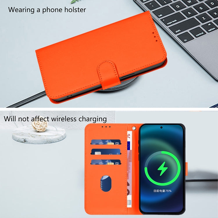 For iPhone 16 Pro Max Skin Feel Solid Color Leather Phone Case with Lanyard(Orange) by buy2fix