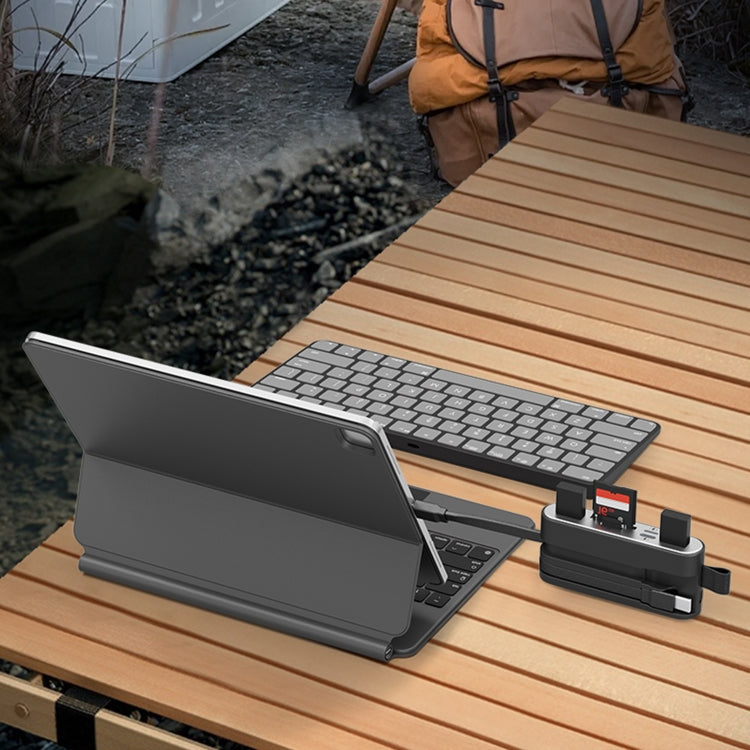 NK-1058 USB-C / Type-C, 8 Pin, USB Interface 6 in 1 Multi-function Adapter(Black) - U Disk & Card Reader by buy2fix | Online Shopping UK | buy2fix