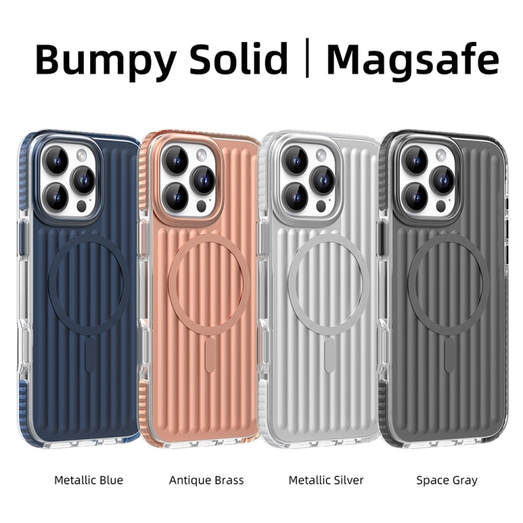 For iPhone 16 Mutural Corrugated Texture Magsafe Magnetic Shockproof Phone Case(Dark Grey) by Mutural