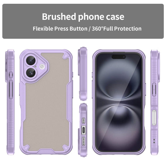 For iPhone 16 Plus Armor Glaze PC Hybrid TPU Phone Case(Purple) by buy2fix