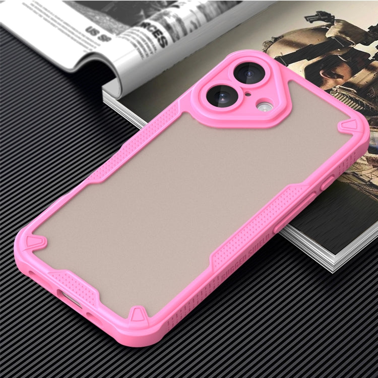 For iPhone 16 Armor Glaze PC Hybrid TPU Phone Case(Pink) by buy2fix