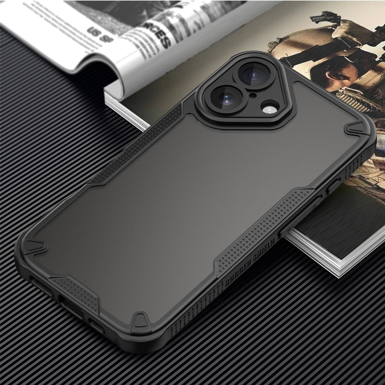For iPhone 16 Armor Glaze PC Hybrid TPU Phone Case(Black) by buy2fix