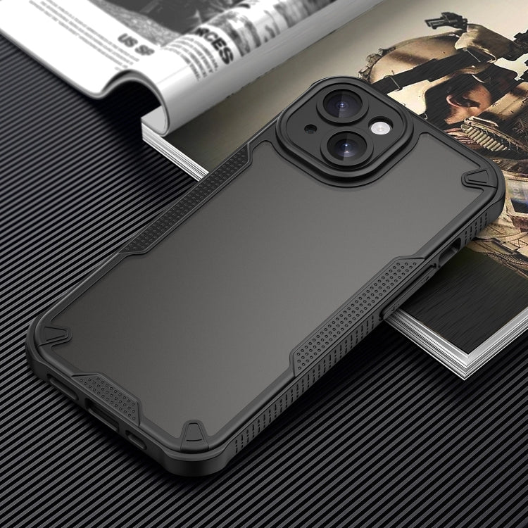 For iPhone 15 Armor Glaze PC Hybrid TPU Phone Case(Black) by buy2fix