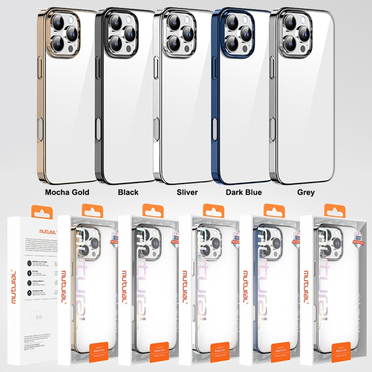 For iPhone 16 Pro Mutural Jiantou Series Electroplating Hybrid PC Phone Case(Dark Blue) by Mutural