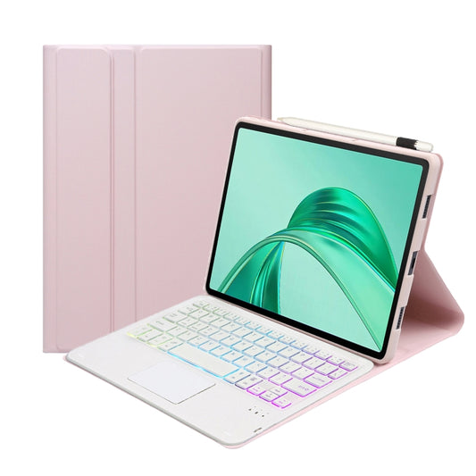 For Honor Pad X8a / X9 2024 AH25-AS Ultra-thin Detachable Backlight Bluetooth Keyboard Leather Tablet Case with Touchpad(Pink White) by buy2fix