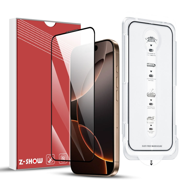 For iPhone 16 Dust-Free Easy Install HD Tempered Glass Film(Black) by buy2fix