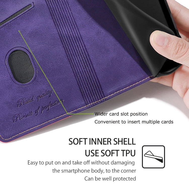 For iPhone 16 Contrast Color Side Buckle Leather Phone Case(Purple + Rose Red) by buy2fix