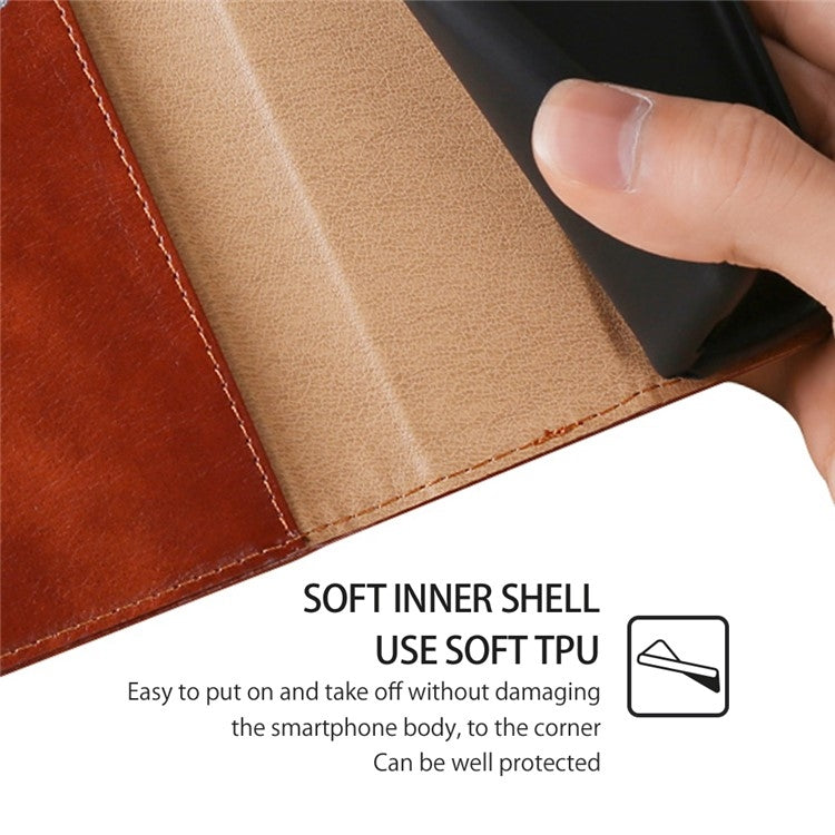 For iPhone 16 Pro Max Gloss Oil Solid Color Magnetic Leather Phone Case(Brown) by buy2fix