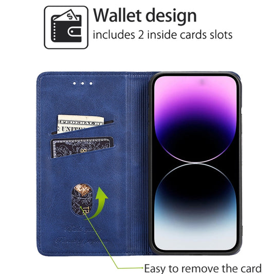 For iPhone 16 Pro Max Cow Texture Magnetic Leather Phone Case(Blue) by buy2fix