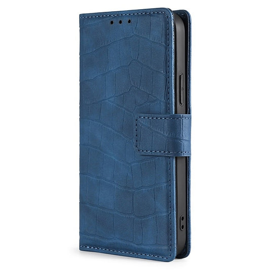 For iPhone 16 Skin Feel Crocodile Magnetic Clasp Leather Phone Case(Blue) by buy2fix