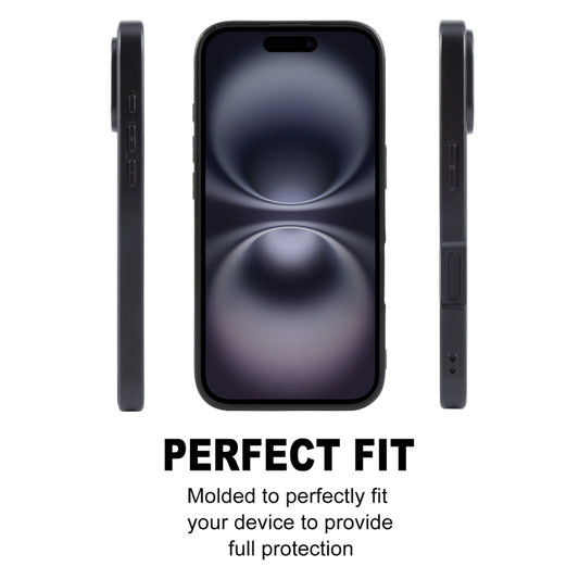 For iPhone 16 GEBEI Plain Leather TPU Hybrid PU Phone Case(Black) by GEBEI