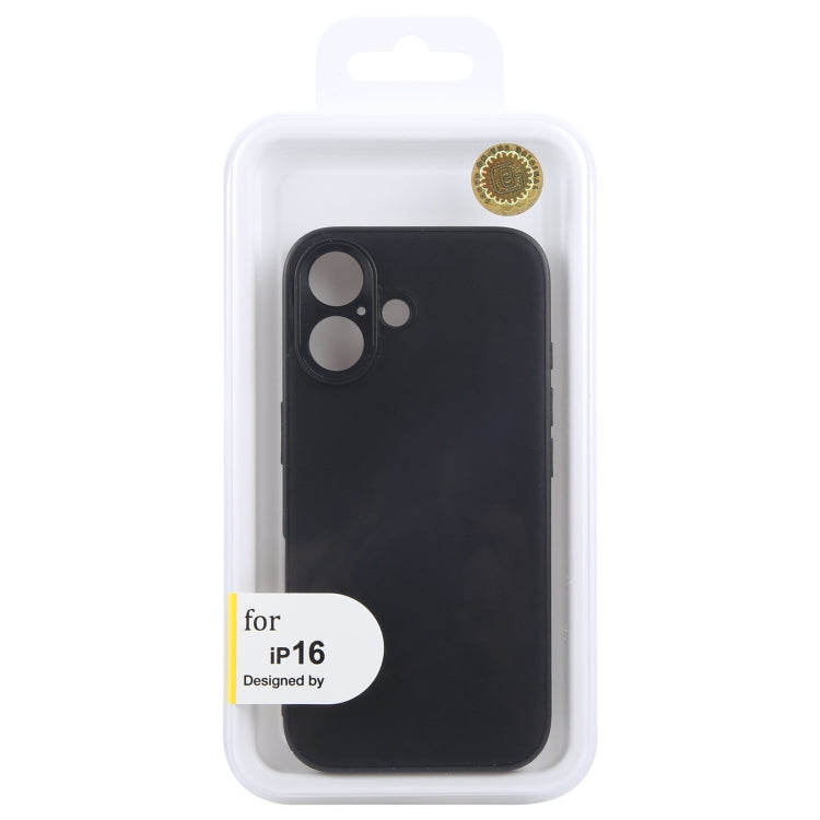 For iPhone 16 GEBEI Plain Leather TPU Hybrid PU Phone Case(Black) by GEBEI
