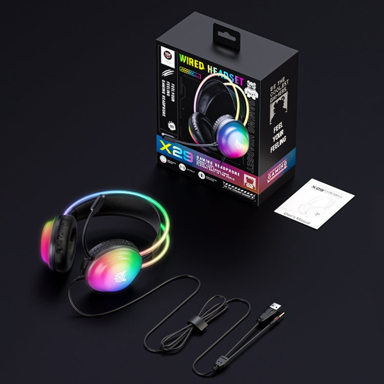 ONIKUMA X29 Head-mounted RGB Light Wired Gaming Headset, Cable Length: 2.2m(Black) by ONIKUMA