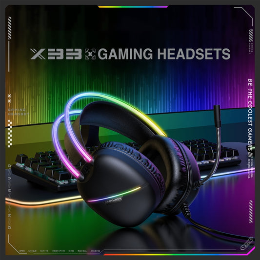 ONIKUMA X33 Head-mounted RGB Light E-Sports Gaming Headset, Cable Length: 2m(Black) by ONIKUMA