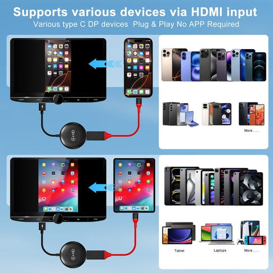 USB and HDMI Wired to Wireless CarPlay Auto Adapter, Specification:Round(Carbon Fiber) by buy2fix