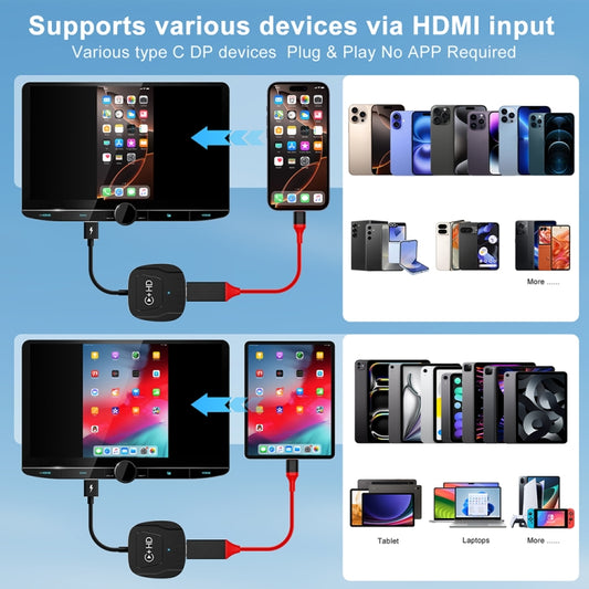 USB and HDMI Wired to Wireless CarPlay Auto Adapter, Specification:Square(Carbon Fiber) by buy2fix