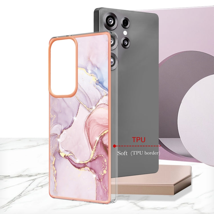 For Samsung Galaxy S25 Ultra 5G Electroplating Marble Pattern Dual-side IMD TPU Shockproof Phone Case(Rose Gold 005) by buy2fix