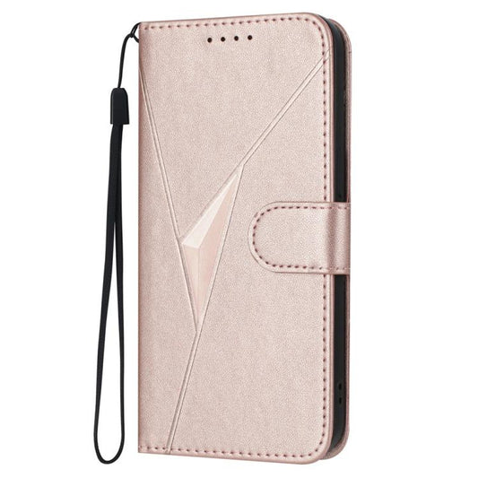For iPhone 17 Pro Max Triangle Pattern Buckle Clasp Leather Phone Case(Rose Gold) - iPhone 17 Pro Max Cases by buy2fix | Online Shopping UK | buy2fix